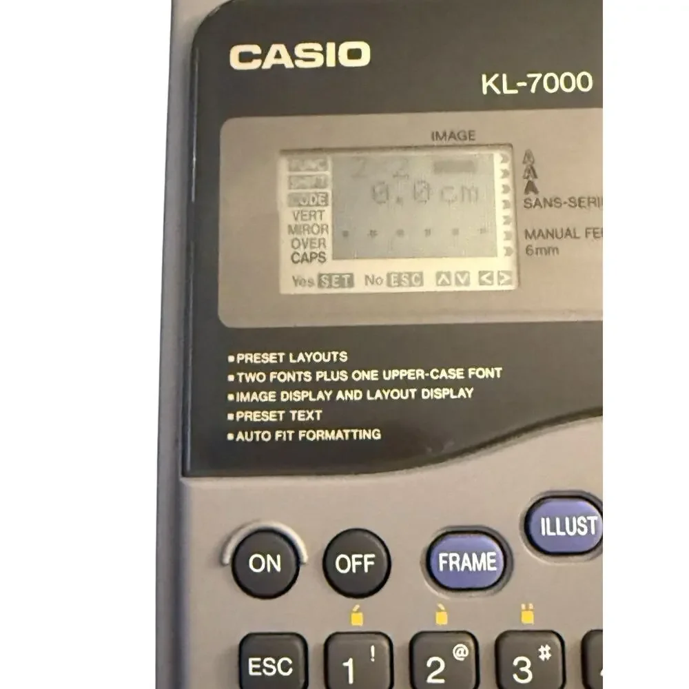 Casio KL-7000 Label Thermal Label Printer Tested Working - No Power Adapter Incl